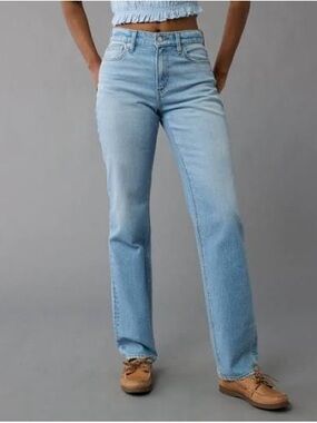 American Eagle Outfitters Light Wash Super High-Rise Straight Jeans